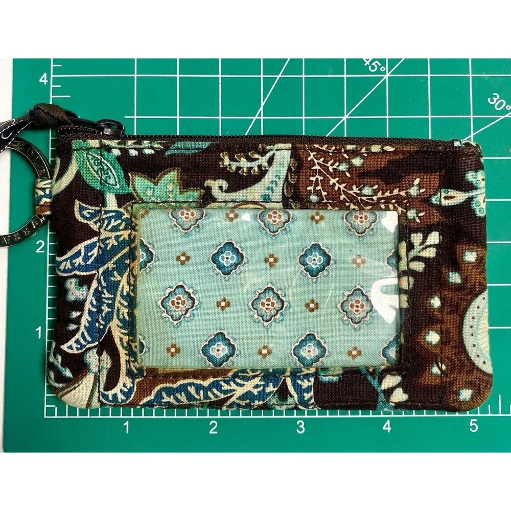 Vera Bradley Coin Purse Java Blue with Key Ring Photo ID Pocket - Picture 5 of 5